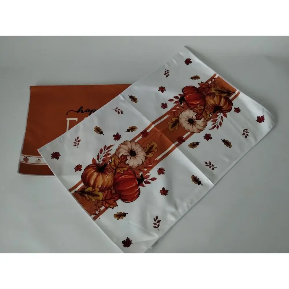Set of 2 Kitchen Microfiber Hand Towels - Fall - Autumn - Pumpkins 24 x 16